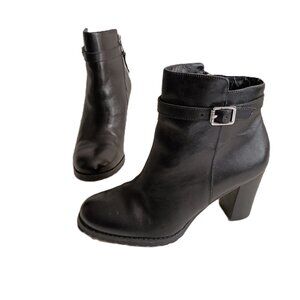 Lauren Ralph Lauren Carole Black Leather Moto Booties Ankle Boots Size 6B